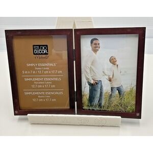 Studio Decor Double Photo Frame Hinged 5x7 Dark Brown